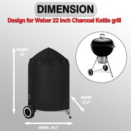 FEVERCOVER Grill Cover for Weber Kettle Charcoal 22 Inch, Heavy Duty Waterproof BBQ Grill Covers Fade Resistant