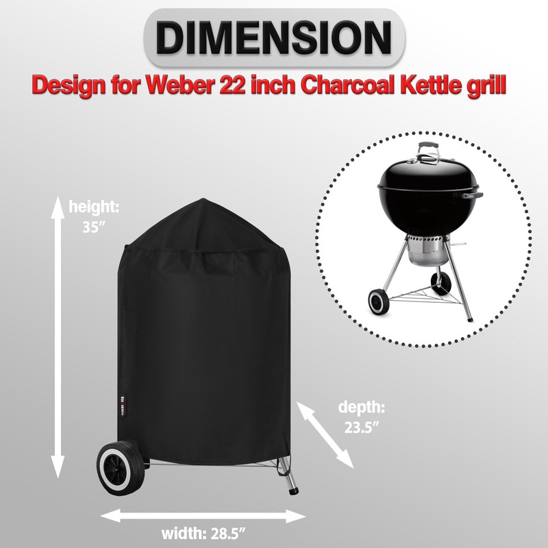 FEVERCOVER Grill Cover for Weber Kettle Charcoal 22 Inch, Heavy