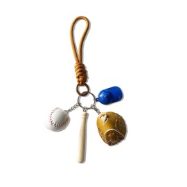 KoiKoiii Baseball Keychain, Cute Bag Charm, Stylish Glove Keychain Ring, Pair Keychain, Couple, Sports Keychain, Car Decoration, Smiling Face Keychain, E "Baseball-Hat"