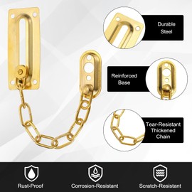 M METERXITY 2-Pack Door Chain Lock, Premium Security Door Chain Guard Round Sturdy & Rust-Resistant Cold Rolled Steel for Inside Door/Windows, Heavy Duty Child Safety Lock [Gold]