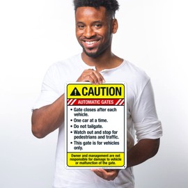 Sigo Signs Automatic Gates Closes After Each Vehicle Do Not Tailgate Sign, 10x14 Inches, Rust Free .040 Aluminum, Fade Resistant, Made in USA