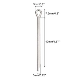 sourcing map Split Cotter Pin, 3mm x 40mm Stainless Steel Clip Fastener Fitting for Automotive, Mechanics, Silver Tone, 15Pcs