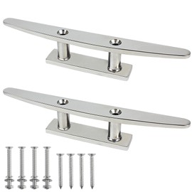ORLANG 8 Inch 316 Stainless Steel Boat Cleats, Open Base Dock Cleats with Installation Accessories Screws, Boat Dock Cleats Rope Cleat for Boat Docks, Decks or Nautical Decor (2 Pack)