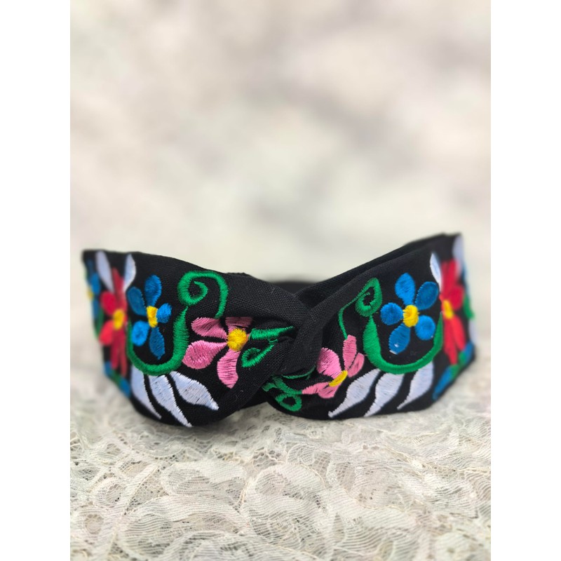 FANFAN Women's Mexican Handmade Embroidered Boho Headband – Elastic Floral