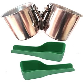 Fuongee Parrot Feeding Cups Bird Feeding Double-Sided Cup with Clamp Holder Fit for Bird Wooden Perch