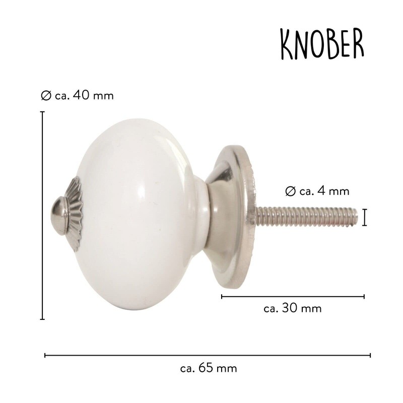 Knober 10 x Furniture Knobs Ceramic in Taupe White Grey
