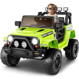 Hikole 12V Kids Electric Ride on Truck with Parent Remote Battery Power Jeep Car Toy US - Green