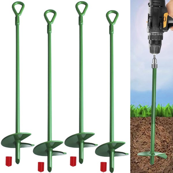 Cyleodo 18" Long Green Ground Anchor Kit(4 Pcs/Set), 3" Wide
