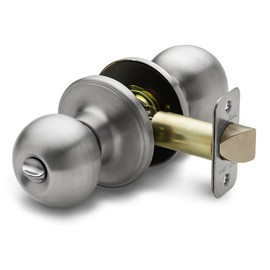 Copper Creek Privacy Interior Door Knob – ANSI Grade-3 Certified, Modern Heavy Duty Handle, Easy Install and Reversible for Bedroom, Bathroom & Closets – Satin Stainless (1 Pack)