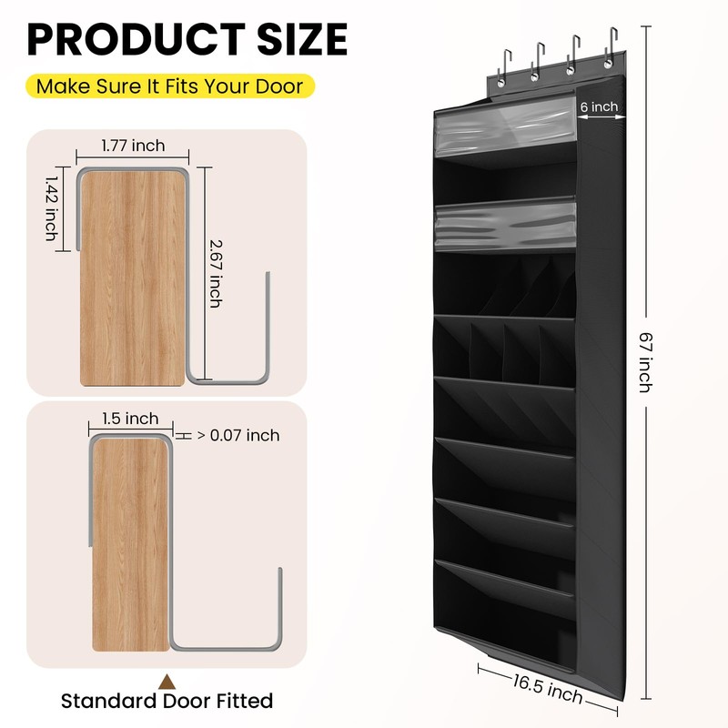 Mefirt 16-20 Pairs Over the Door Shoe Organizer, Clear Pockets