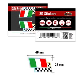 4R Quattroerre.it 14108 3D Sticker Italy Chessboard Flag Right and Left