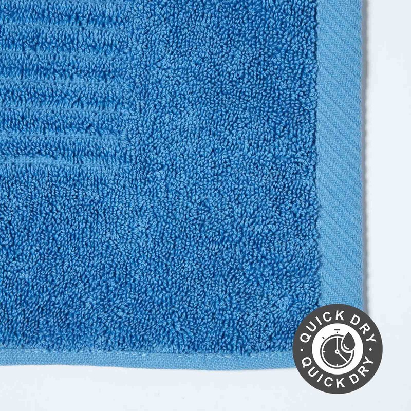 HOMESCAPES Imperial Plain Cobalt Blue Bath Mat 50 x 80