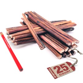 ValueBull Bully Sticks for Dogs, Medium, 25 Count - All Natural Dog Treats, 100% Beef Pizzle, Single Ingredient Rawhide Alternative