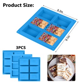 Sidosir Rice Krispies Silicone Mold for Rice Krispies Treats Baking, 6-Cavity Granola Cereal Bars Mold for Chocolate Cheesecake Brownie