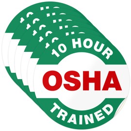 10 Hours OSHA Trained Hard Hat Sticker, (6 Pack) 2x2 Inches, Contruction Hard Hat Decal, Made in USA by Sigo Signs