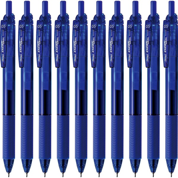 Pentel BLN125-C EnerGel S 0.5mm Blue Gel Ink Ballpoint Pen, 10 Pens