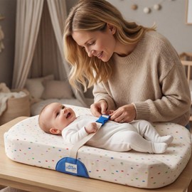 Tiny Marvels Non-Slip Baby Changing Pad, Upgrade Size (18" x 31.50"), Soft Washable Cover, Safe Contoured Diaper Changing Pad Fits Standard Tables & Dressers