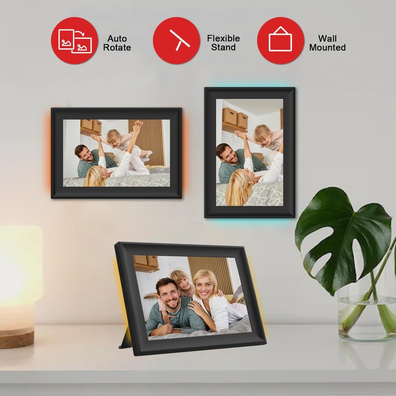 FRAMEO 32GB Digital Picture Frame with LED Light, 10.1 Inch