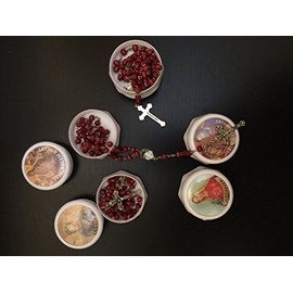 New Rosary Beads Catholic Necklace Christian Pendant prayer Blessed Wood Long Israel Red