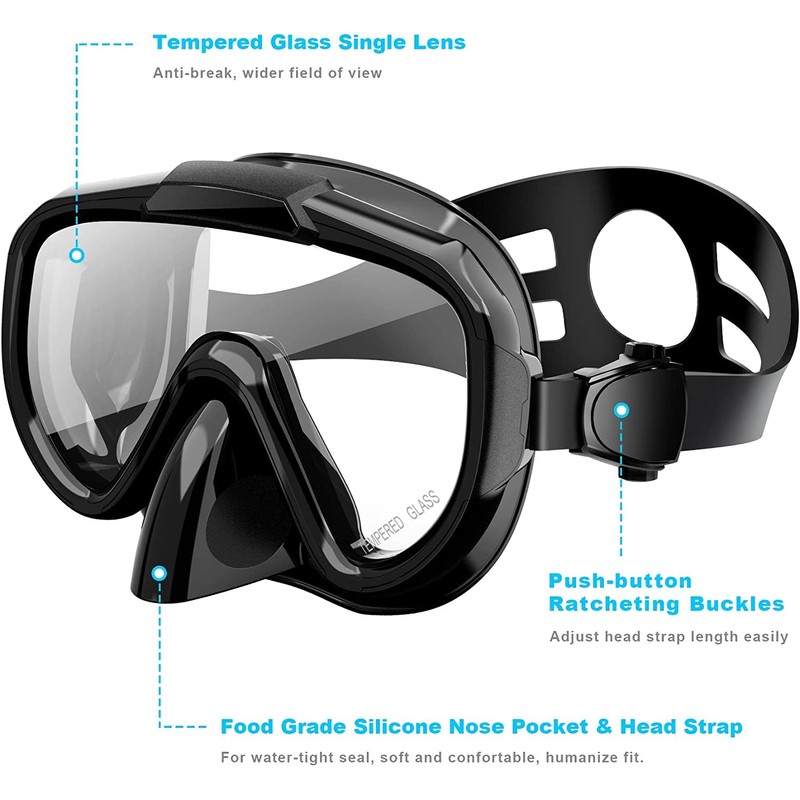EMSINA Dry Snorkel Set,Panoramic Wide View,Anti-Fog Scuba Diving Mask,Professional Snorkeling