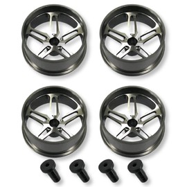 Lanx. Mini 4WD Aluminum Wheels, Set of 4, Gray, Dual 5 Spoke, Low Profile Tires, Unimog Ultra Dash Silver, Thin Blade, Emperor, Aero Avante, Clear Body, Black, Wolf Orange, Bearing Carbon Plate, Gray