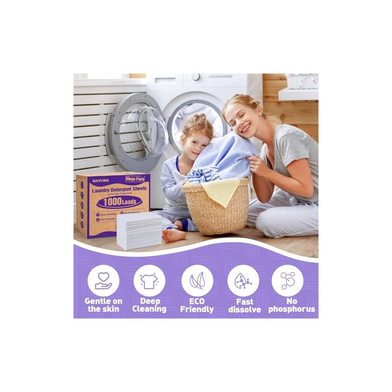 1000 Loads Mega Pack Laundry Detergent Sheets, Eco-friendly Laundry Sheets,