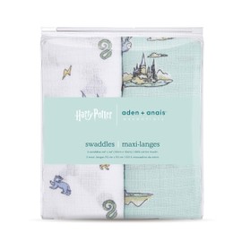 aden + anais aden + anais Swaddle Blanket, Boutique Muslin Blankets for Girls & Boys, Baby Receiving Swaddles, Ideal Newborn & Infant Swaddling Set, Perfect Shower Gifts, 2 Pack, Hogwarts Essentials