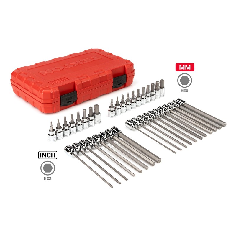 TEKTON 3/8 Inch Drive Hex Bit Socket Set with Case,