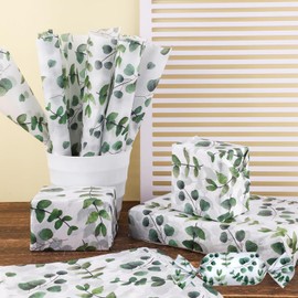 YQQZQ 40 Sheets 50x35CM Tissue Paper for Gift Flower Packaging,Ideal and Fashional Packing Paper for Mother's Day Father's Day Wedding Birthday Baby Showers Art Craft Party Favor Decoration (Green and White)