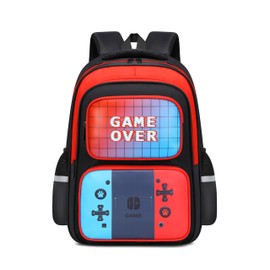 opqjjgjs Gaming Backpack for Boys,16.5" School Backpack for Kids, Video Game Themed Backpack with Game Over Design,Durable & Spacious, Ideal for School, Video Game Bookbag Travel Back Pack