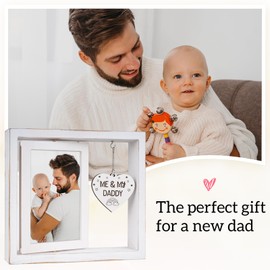 Nuowagify Me and My Daddy Picture Frame,New Dad Gift,Baby Gifts from Daddy,Room Decor Vintage Style,Baby Gender Neutral Rotating Photo Frame 4x6