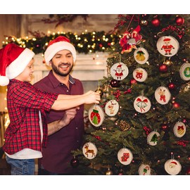 Artmag Natural Wood Slices 20pcs 3.5"-4" Unfinished DIY Crafts Predrilled with Hole Round Wooden Circles for Arts Rustic Wood Slices Christmas Ornaments Decor