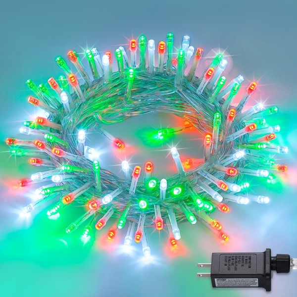 JMEXSUSS Connectable Red White and Green Christmas Lights, 8 Modes