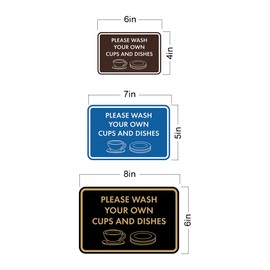 Classic Framed Please Wash Your Own Cups and Dishes Sign (White/Red) - Large
