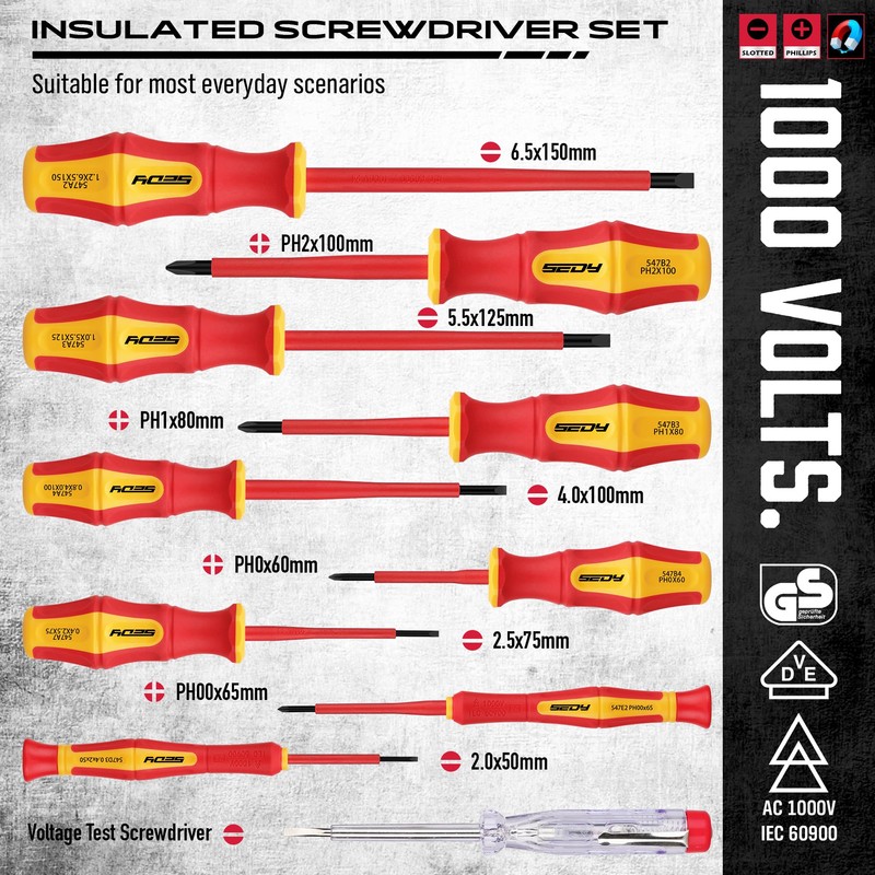 Insulated Screwdriver & Pliers Set: 14-Piece VDE Insulated Set 1000V