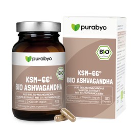 Organic Ashwagandha KSM-66 Extract | 5% Withanolides | Vegan Capsules | Water Extracted | No Additives