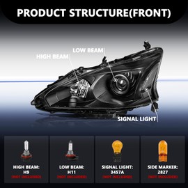 Aosky Headlight Assembly Compatible with 2013 2014 2015 Altima S/SL/SV 4Door Projector Headlamp Black Housing with Clear Reflector