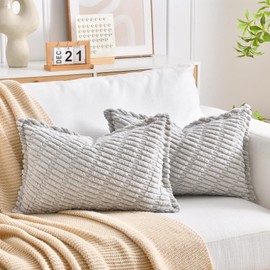 LRartdeco Grey Cushion Covers Corduroy Cushion Covers 30x50cm Soft Square Pillow Cases Sofa Cushions Modern Twill Throw Pillow Covers for Home Spring decor Sofa Couch with Hemming
