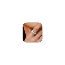 Gold Rings for Women Non Tarnish Cubic Zirconia Rings Set Stackable Rings for Women Teen Girls Dainty 14K Gold Plated Rings Engagement Wedding Bands for Women