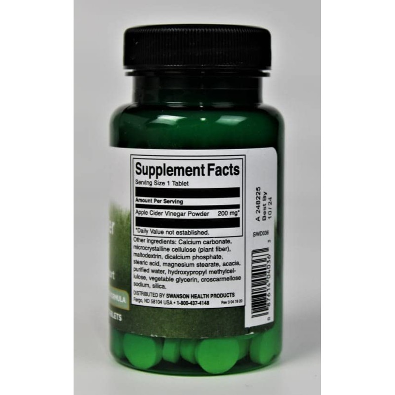 Swanson Double-Strength Apple Cider Vinegar 200 Milligrams 120 Tabs