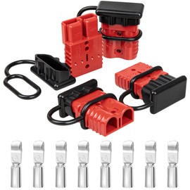 RED WOLF 175A Battery Quick Connector 2-4 AWG Jumper Cable Plug Flame-retardant Anderson Type SB175 Plug Outdoor Power Quickly Connect/Disconnect Kit for Electrical System Trailer RV (4 PCs Red, 175A)