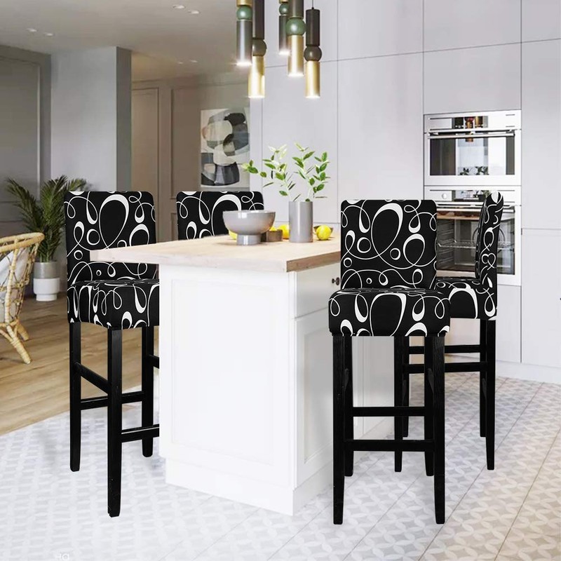 Lellen Jacquard Bar Chair Stool Cover - 4 Pack Stretch