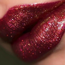 Glitter Lipstick, Red Burgundy Lipstick Shimmer Long Lasting, Dark Red Diamond Sparkly Glossier Lip Plumper, Velvety Smooth Highly Pigmented Waterproof Non-stick Lipstick Makeup Gift for Women