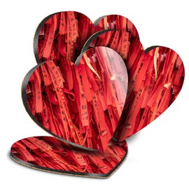 Destination Vinyl ltd Great Coasters (Set of 4) Heart - Chinese Red Paper Strips China Drink Glossy Coasters/Tabletop Protection for Any Table Type #44586