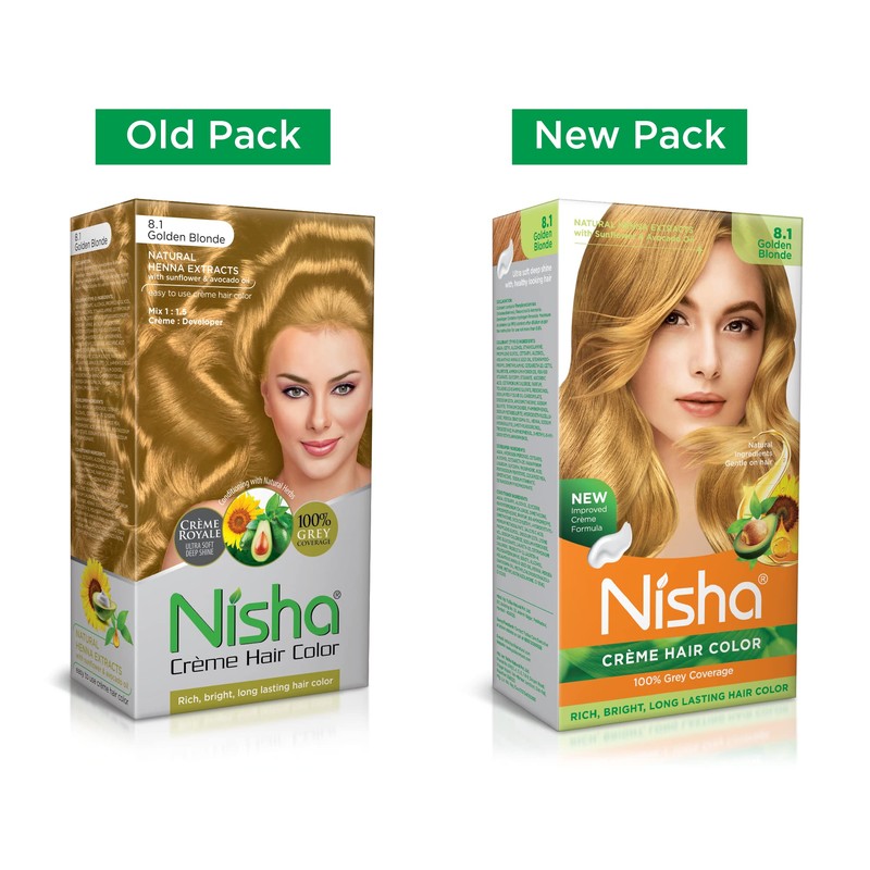 Nisha Creme Hair Color Golden Blonde 8.1 (150 ml)