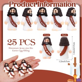 Bememo 25 Pcs Little Jesus Figures Original Design Jesus Love You Mini Rubber Toys to Hide and Seek Religious Party Favors Sunday School Baptism Gifts(Brown)