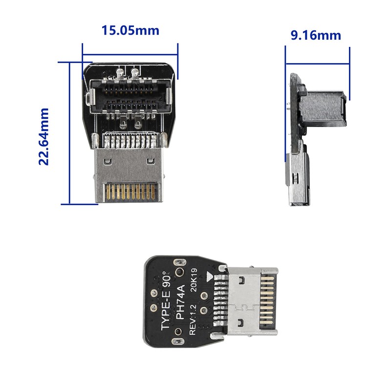 CERRXIAN 90 Degree USB Type E Adapter, Up Angle USB