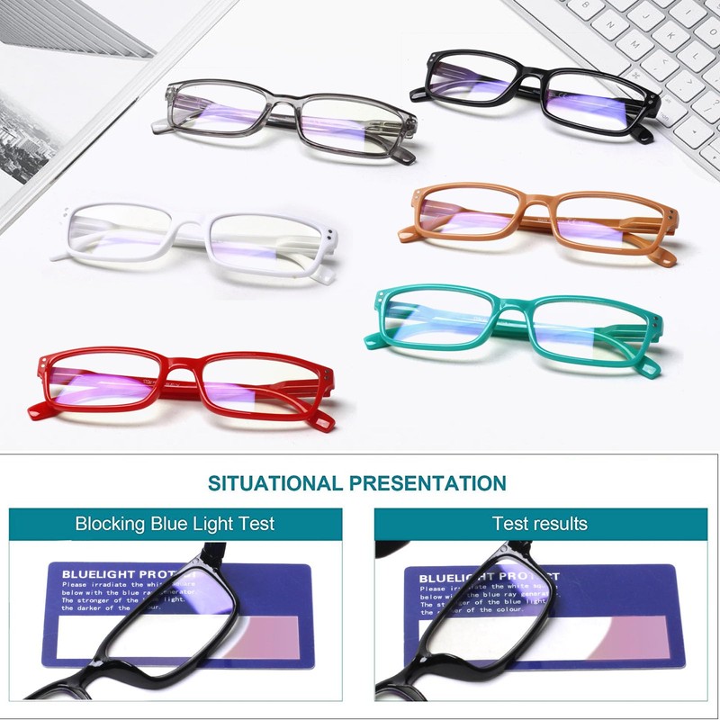 Kerecsen 6-Pack Reading Glasses Blue Light Blocking,Spring Hinge Readers for