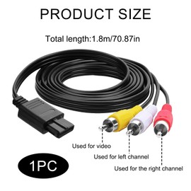 N64 AV Cable Compatible with Game Cube/N64/NGC/Super SNES, N64 Cables Composite TV AV Display Cable Replacement Wire Cords, N64 Cable Super Console Standard Composite Cable for Picture and Sound