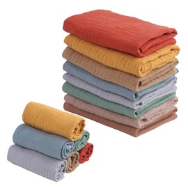 8Pack Muslin Cloths for Baby, Muslin Squares Soft Natural Cotton Washcloths